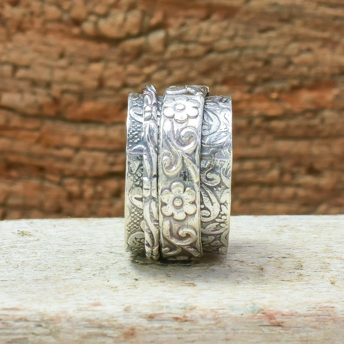Solid 925 Sterling Silver Spinner Black Friday Ring Jewelry
