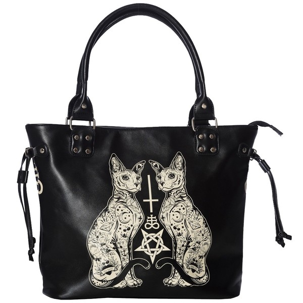 Banned Gothic Goth Okkult Punk Handtasche Shopper Tasche - Esoteric Cat Katzen-image