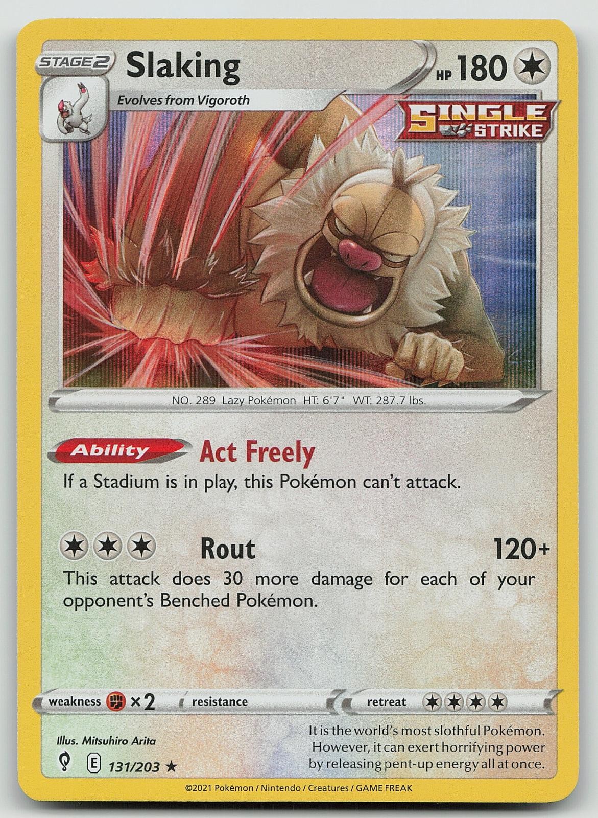 Pokemon Slaking 131/203 Evolving Skies Rare Holo NM