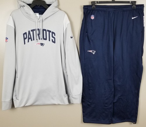 NIKE NEW ENGLAND PATRIOTS SWEATSUIT HOODIE +PANTS NFL TEAM ISSUED BLUE (SIZE XL)