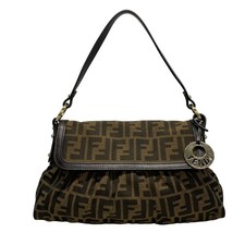 FENDI Chef Bag, Zucca Pattern 8BR445 Brown Black Dark Brown Jacquard Leather -