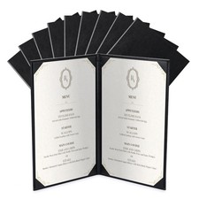 WeChef 10 Packs Restaurant Menu Covers 8.5 x 14 Book Style 2 Pages 2 Views Black
