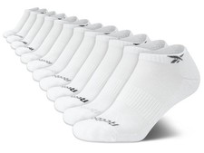 Reebok Boys Low Cut Socks - 12 Pack Stretch Performance No Medium, White Logo