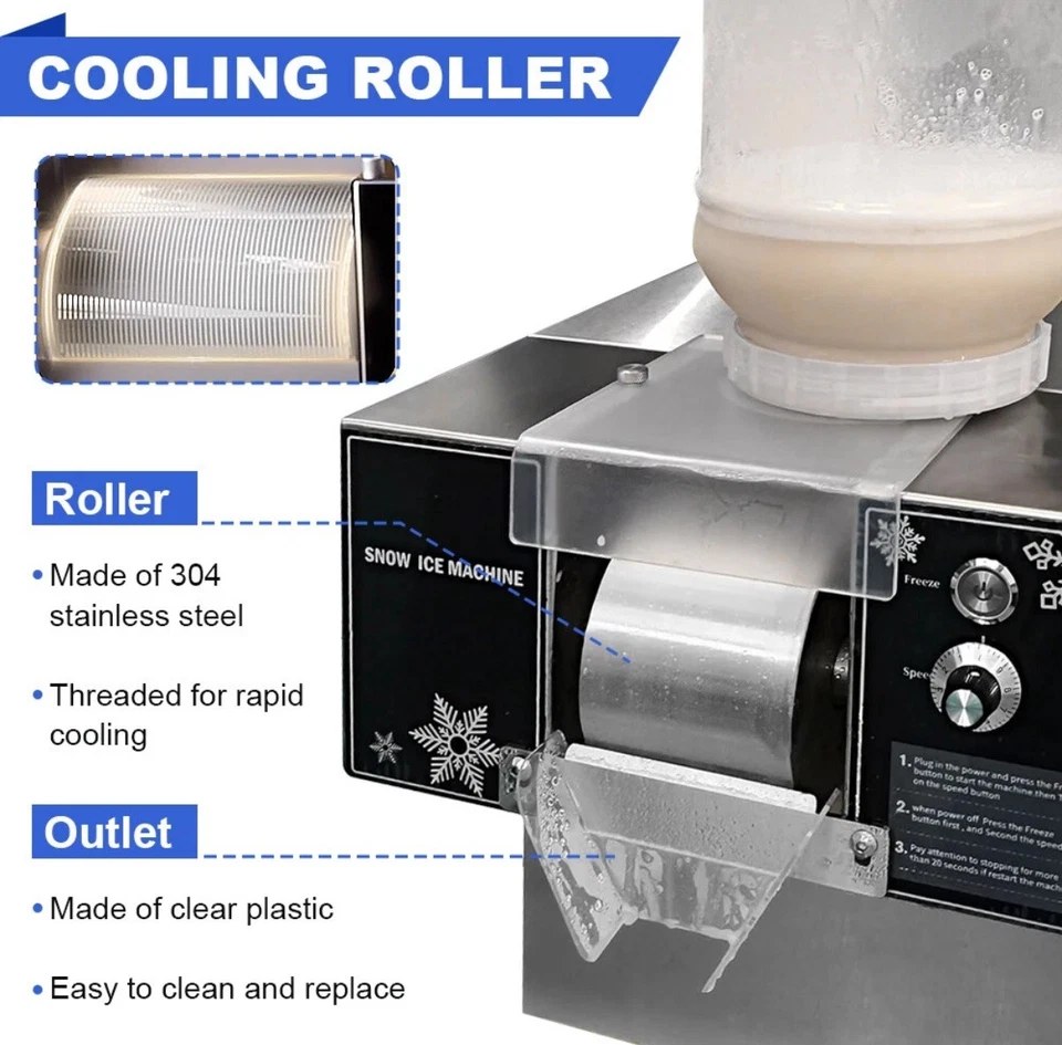 60kg/H Korean Snowflake Machine Ice Shaver Commercial Snow Cone Shaving Maker - Image 4 of 4