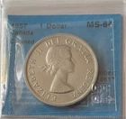 Canada 1 Dollar 1957 certified CCCS MS-64, cleaned, Beautiful coin !!