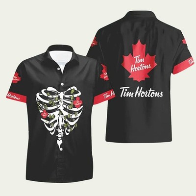 Tim Hortons Chest Bone Halloween Hawaiian Shir