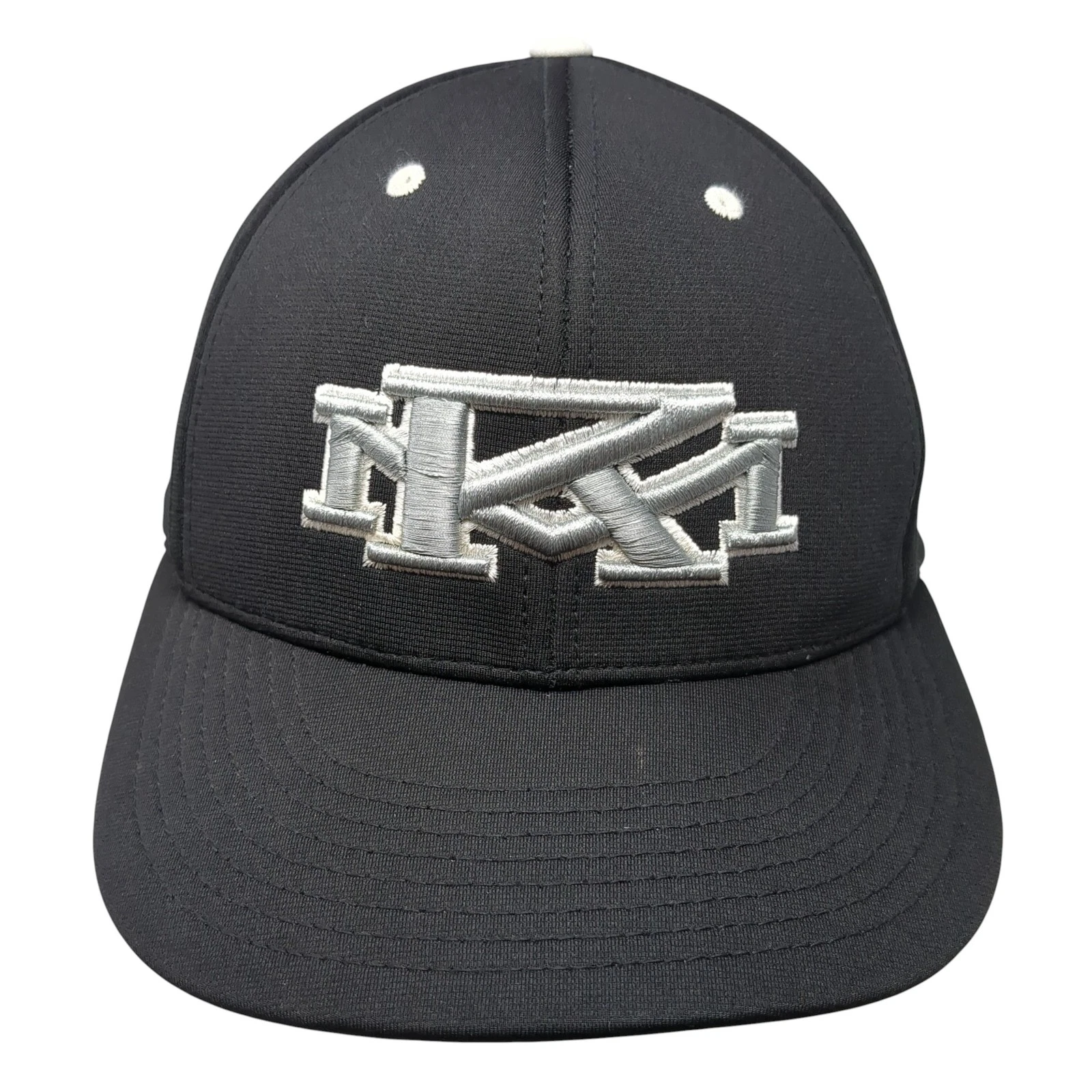 Richardson Fitted Hat Black Medium Embroidered Monogram Vent Holes