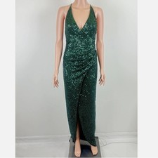 NWT Women's Fashion Nova Champagne Taste Sequin Maxi Dress - Hunter Green