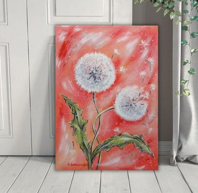 DANDELIONS IN LOVE 50cmx70cm, Löwenzahn Blumenbild gemalt   Christiane Schwarz
