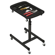 Height Adjustable Work Table 2-in-1 Rolling Tool Tray-Black