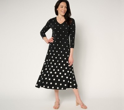 Women with Control Petite Como Jersey Ombre Polka Dot Midi Dress Black 1X  New | eBay