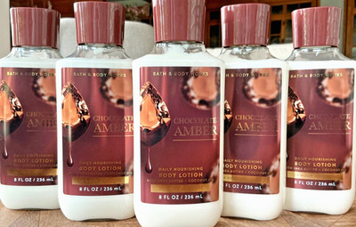 5 (FIVE) CHOCOLATE AMBER Shea, Coconut Oil & VitaminE LOTION Bath and Body Works