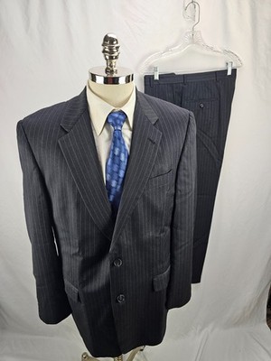 Hart Schaffner Marx Gold Trumpeter men's Gray pinstripe Suit 42L  36x29