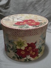 Hat Box With Red Flowers, Butterflies And Scr...