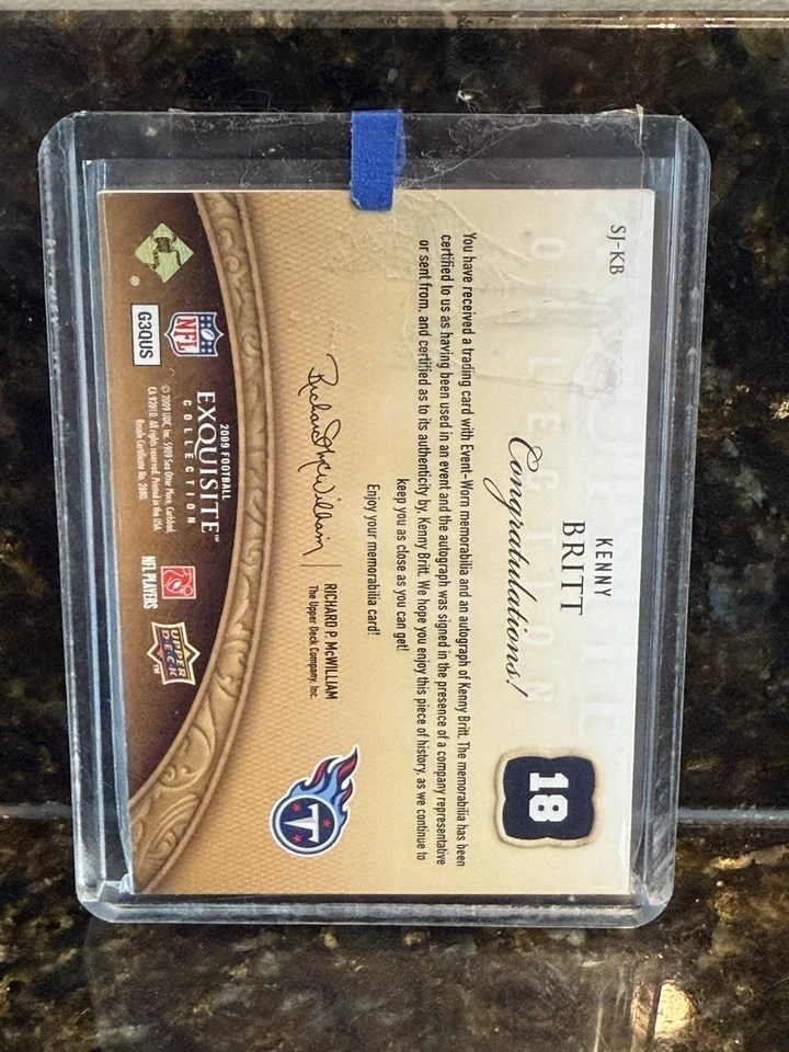 2009 Exquisite Collection Signature Jersey /50 Kenny Britt #SJ-KB Rookie Auto RC - Image 2 of 2