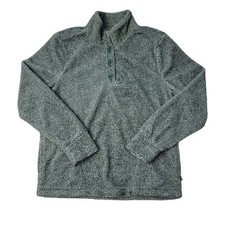 Eddie Bauer Women's Quarter Button Up Front Pockets Pullover Sweater Jade, L