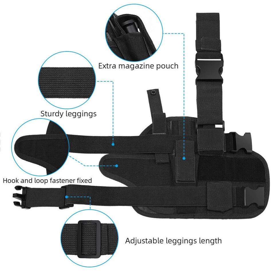 Tactical Hunting Right Handed Leg Pistol Gun Pouch Holder Drop Leg Thigh Holster - Image 4 of 4