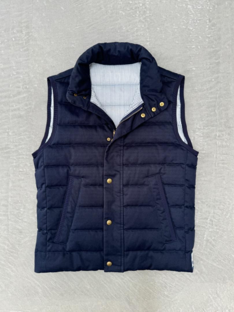 Moncler Gum Blue Cotton Down Vest Navy 0 Gilet