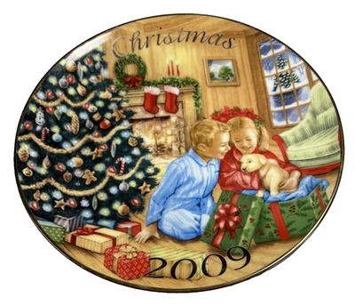 #ad 2009 Avon A Gift to Remember Christmas Plate by Chris Bigelow 22K Gold Rim $7.50
