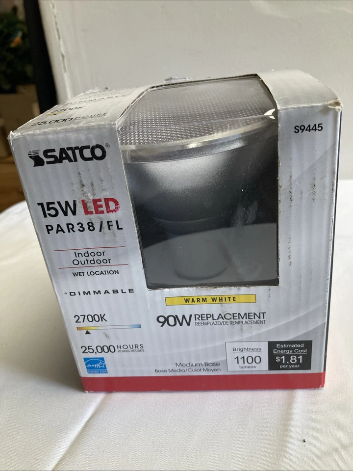 Satco 15W LED par 38 Flood light dimmable 2700k S9445 - Image 3 of 4