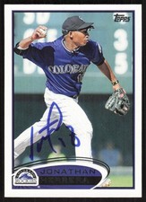 2012 Topps Jonathan Herrera Auto Colorado Rockies #576 Card Signed