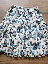 LAFAYETTE 148 New York Skirt 100 Linen Floral Pleated A-Line Midi Size 10 