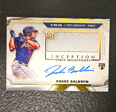 Topps 2025 Inception Drake Baldwin Braves First Milestone Auto Relic RC /99