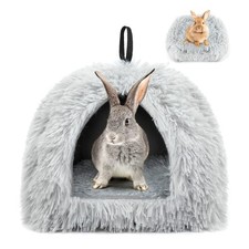 YUEPET Rabbit Bed Warm House and Hideout, Calming Grey Bunny Cave Small,