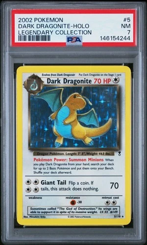 2002 Pokemon Legendary Collection Dark Dragonite Holo Rare 5/110 PSA 7