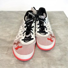 Men's Under Armour Shakedown Elite Spiked Track Shoes , White/Black, M/5, W/6.5