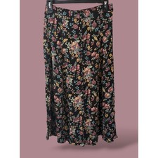 Vintage 90s Sag Harbor Black Floral Skirt Button Down Cottagecore