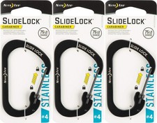 Nite Ize SlideLock Stainless Steel Carabiner 4 - Black 3-Pack