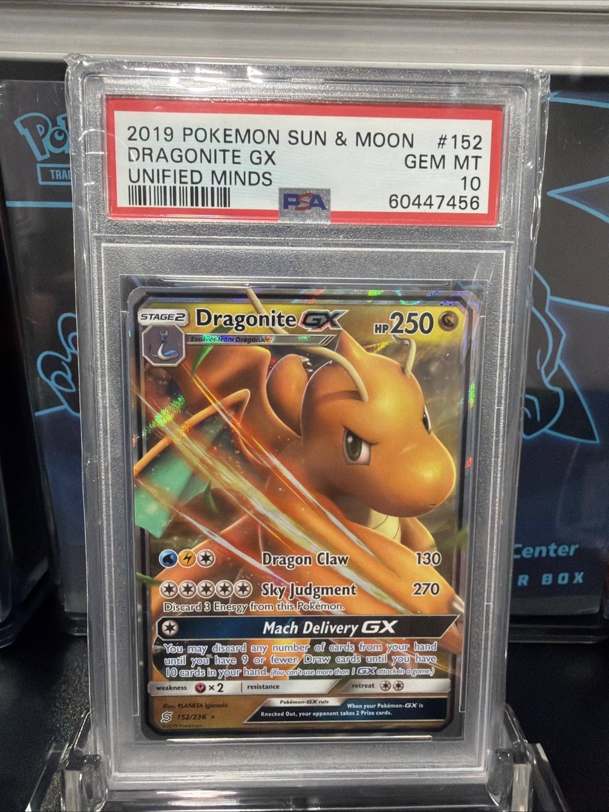 2019 Pokemon Sun & Moon Unified Minds Dragonite GX Unified Minds PSA 10 #152