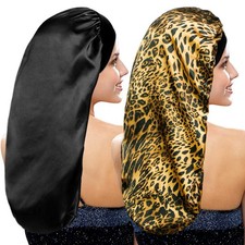 1 or 2 Pcs Sleeping Bonnet Long Satin Sleep Cap for Long Hair Braids Dreadlocks