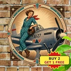 Vintage Aviation Theme Retro Aircraft Wall Art Metal Tin Sign 8x8