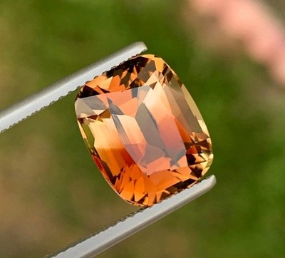 Bi color & Imperial 8.36ct - 12mm Asscher Champagne Topaz African Loose Gemstone