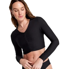 NWT CALIA Women's Long Sleeve Ruched Swim Rashguard Size Medium