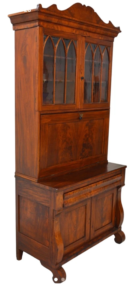 Antigo clássico gótico renascimento império armário conjunto de armário mesa traseira interior - Imagem 2 de 4