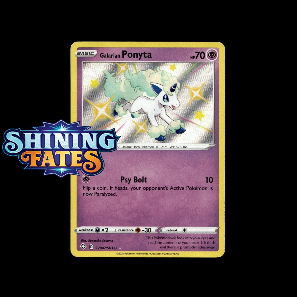 galarian ponyta pokemon card value Ponyta de Galar SV047 Shiny Chromatic Ultraboost X Sword and Shield 4.5  Radiant Fates