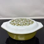 Vintage Pyrex Verde Olive Green Oval Casserole Baking Dish, 1.5 QT w/lid #043