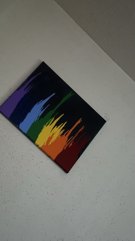 Abstract Rainbow Drip Canvas Painting Wall Art, Unframed Single Piece