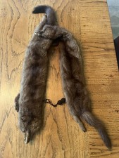 Vintage 2 Brown Mink Fur Full Body Pelt Stole Scarf Shawl Wrap Collar Clasp