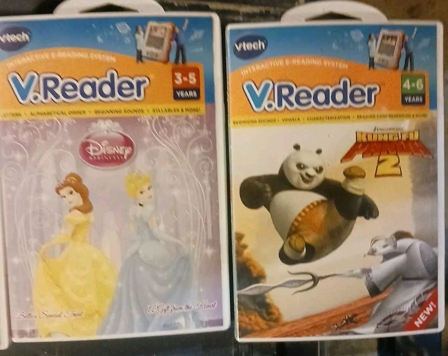 4 VTECH V.READER Games: Princesess, Dora, Cars 2, Kung Fu Panda 2. Brand New - Image 3 of 4