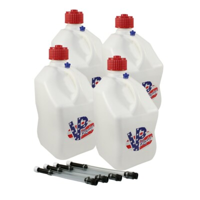 #ad VP Racing White Patriotic 4 Pack 4 Fill Hoses Square Fuel Jug Alcohol IMCA UMP $124.95