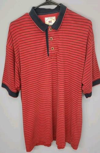 Vintage Cutter & Buck Polo Shirt Mens Large Red Striped Short Sleeve Retro 90s - Picture 2 of 17