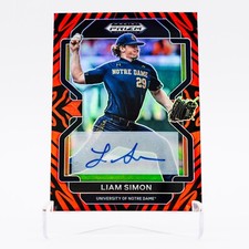 2022 Panini Prizm Draft Picks Liam Simon Tiger Stripe Auto /25 #PDP166
