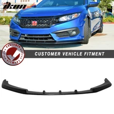 Fits 16-18 Honda Civic Coupe Sedan IKON V3 Style Front Bumper Lip Spoiler - PU