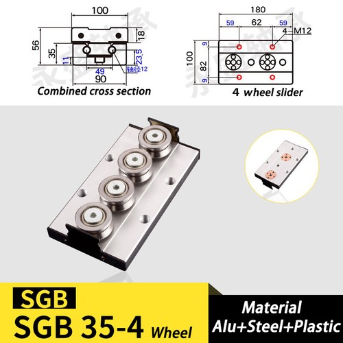 Eingebaute zweiachsige Linearführung Gleitschiene & SGB10/15/20/25/35 Linearbloc - Bild 27 von 60
