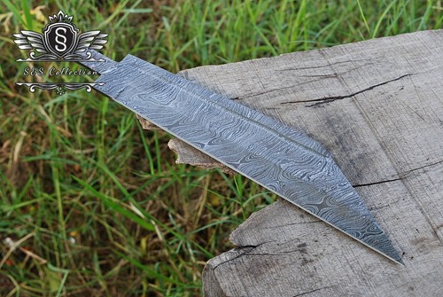 Custom Handmade Damascus Steel Jagd Rohling Klinge Messer mit einzigartigem Muster - Bild 2 von 4