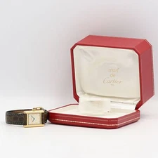 Cartier Must Tank Quartz Ivory Dial Ladies Watch Box Authentic Brown Belt